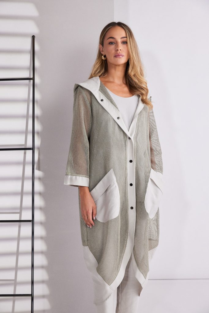 Naya Ash Hooded Mesh Coat