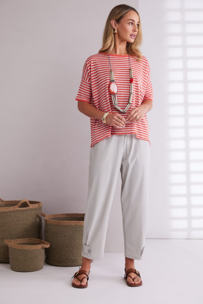 Naya Camelia Stripped Knit Top