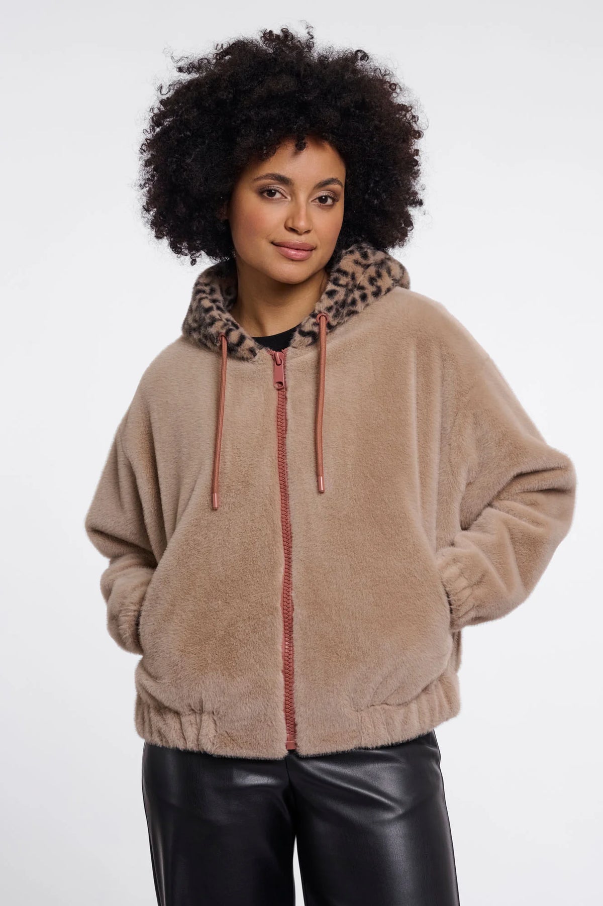 Rino & Pelle Ori Oat/Leopard Hooded Jacket