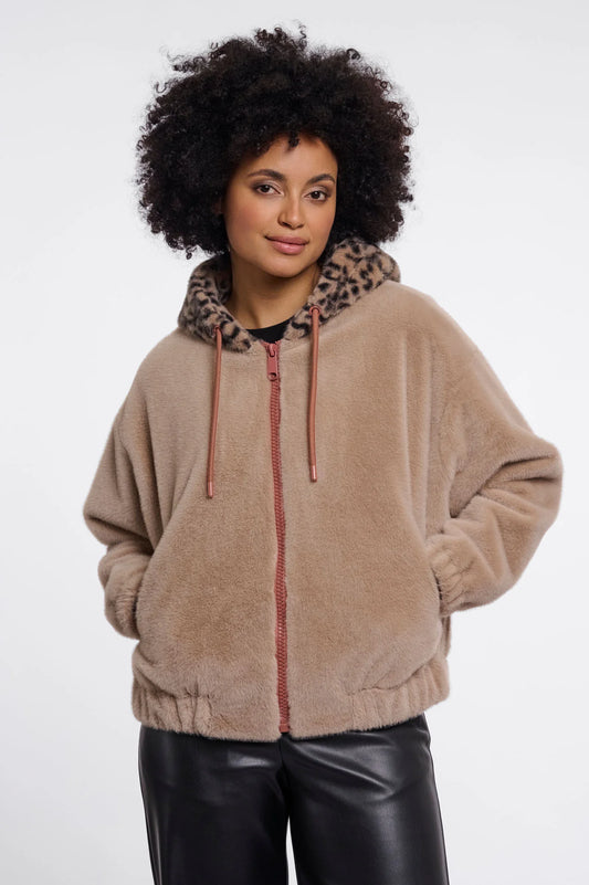 Rino & Pelle Ori Oat/Leopard Hooded Jacket