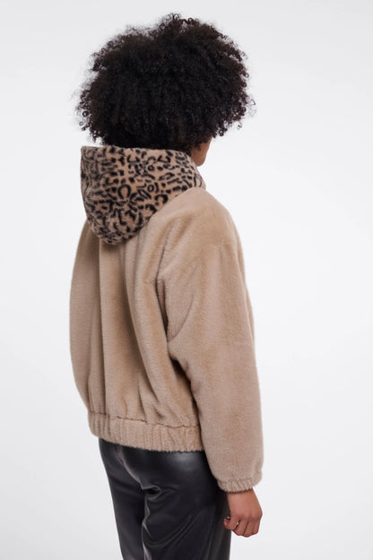 Rino & Pelle Ori Oat/Leopard Hooded Jacket
