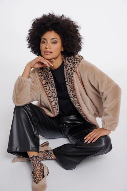 Rino & Pelle Ori Oat/Leopard Hooded Jacket