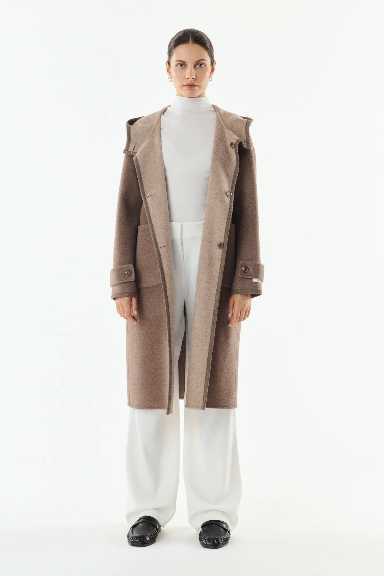 Giovanni Raya Greige/Taupe Reversible Hooded Coat