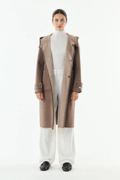 Giovanni Raya Greige/Taupe Reversible Hooded Coat