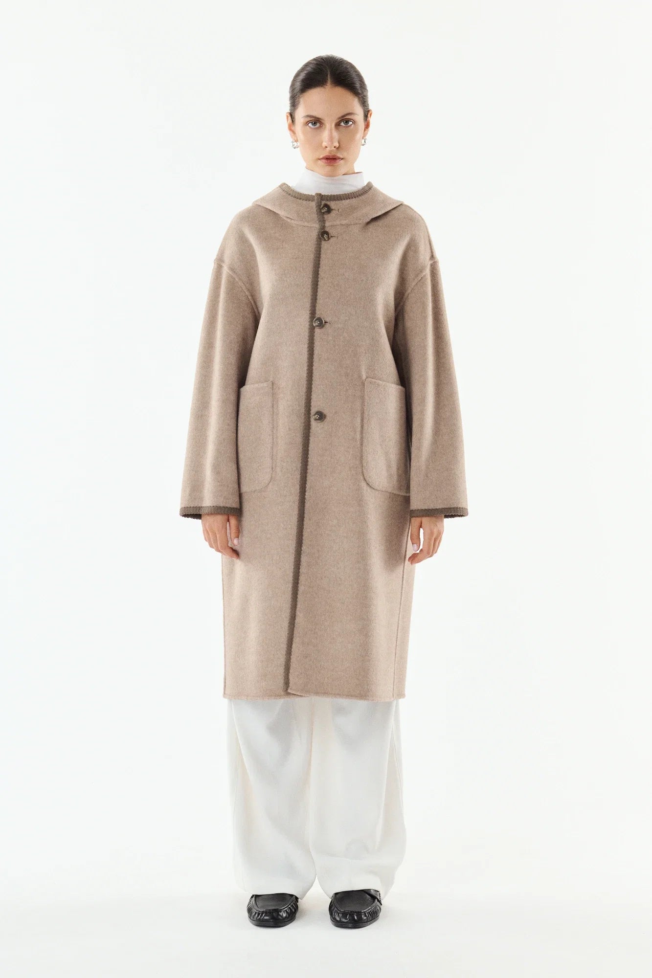 Giovanni Raya Greige/Taupe Reversible Hooded Coat
