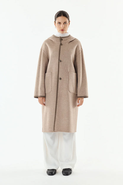 Giovanni Raya Greige/Taupe Reversible Hooded Coat