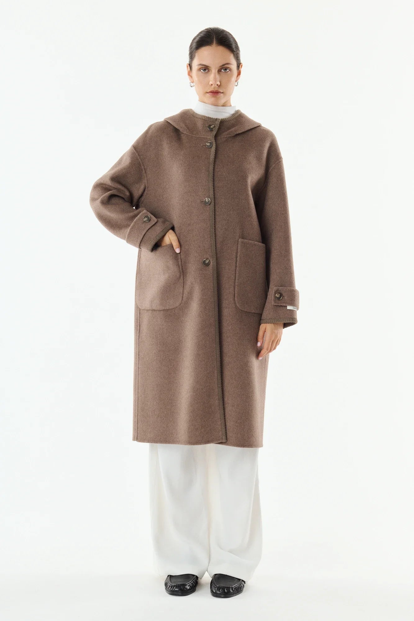 Giovanni Raya Greige/Taupe Reversible Hooded Coat