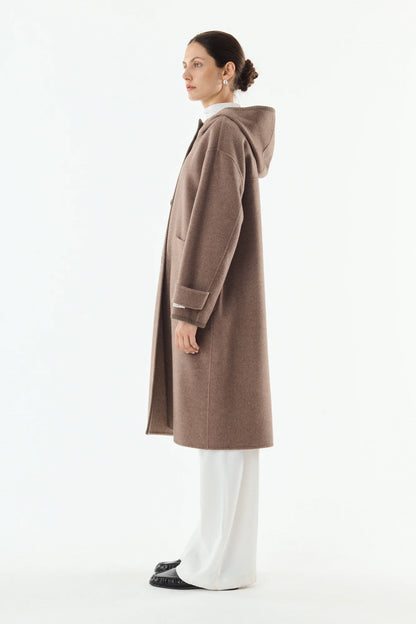 Giovanni Raya Greige/Taupe Reversible Hooded Coat