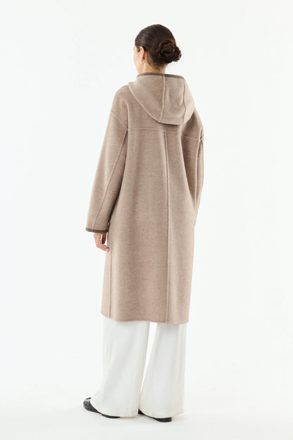 Giovanni Raya Greige/Taupe Reversible Hooded Coat