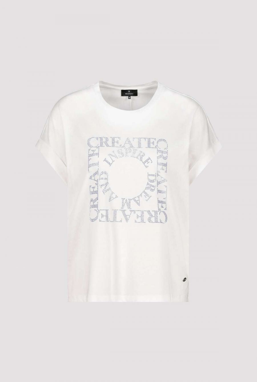 Monari Off White T-shirt with Diamante Writing