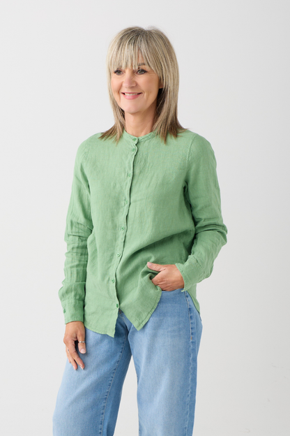 Mos Mosh Artina Turf Green Linen Shirt