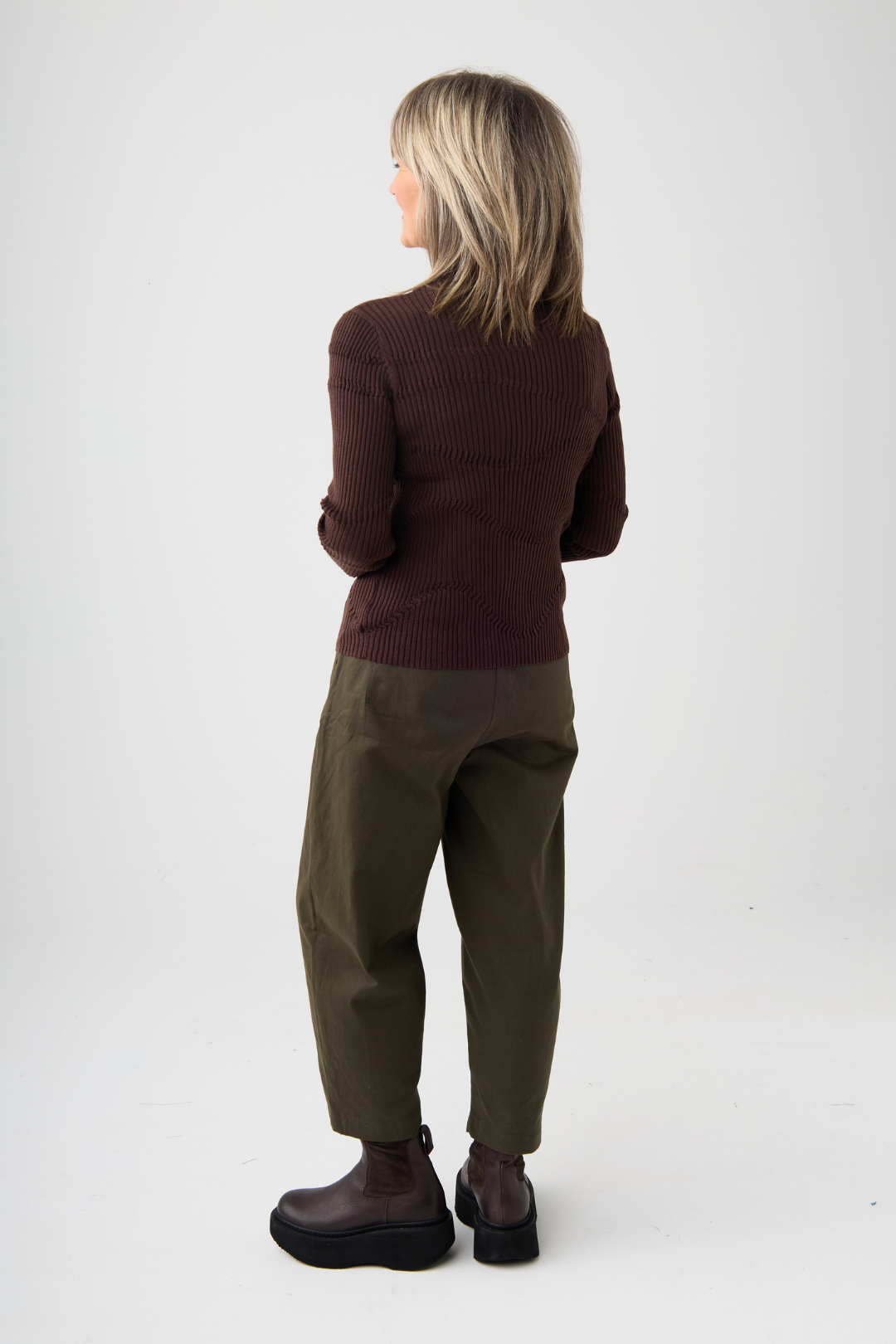 el2 Green Barrel Leg High Waist Trouser