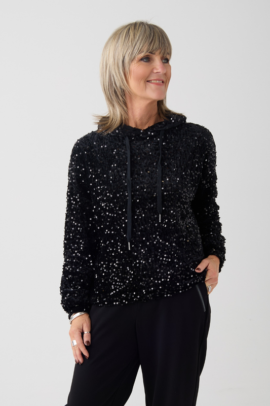 Uchuu Black Sequin Hoodie