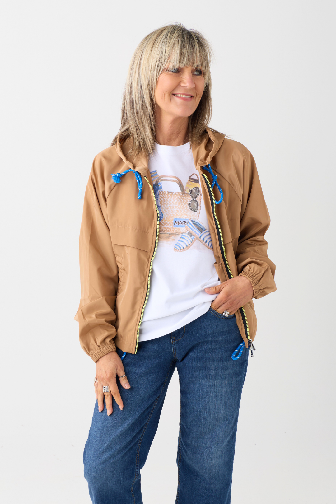 Margittes Caramel/Blue/Lime Jacket