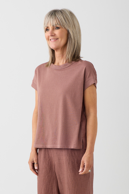 el2 Rosy Brown Linen Back Top 1008