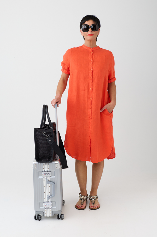 Mos Mosh Arleth Spicy Orange Linen Dress