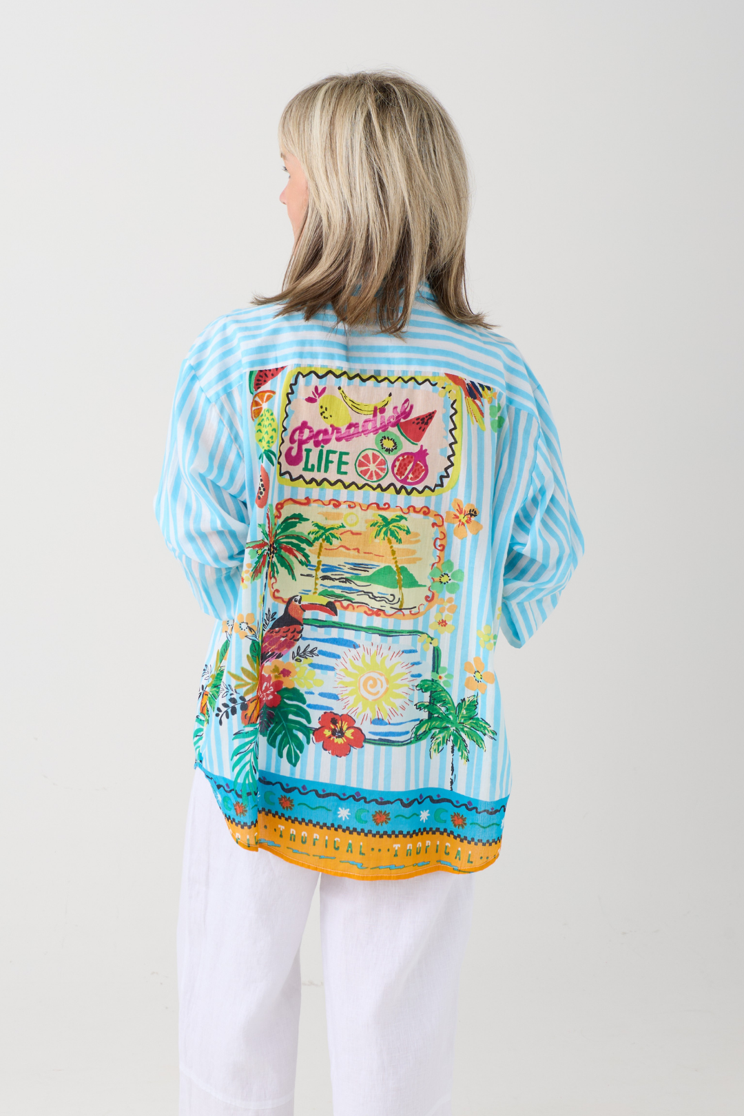 Palme Aqua Stripe Paradise Life Shirt