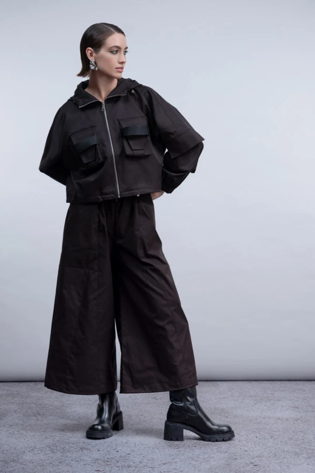 Haako Black Hooded Utility Jacket H2007