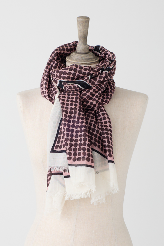 Marc O'Polo Pink Multi Spot/Logo Scarf