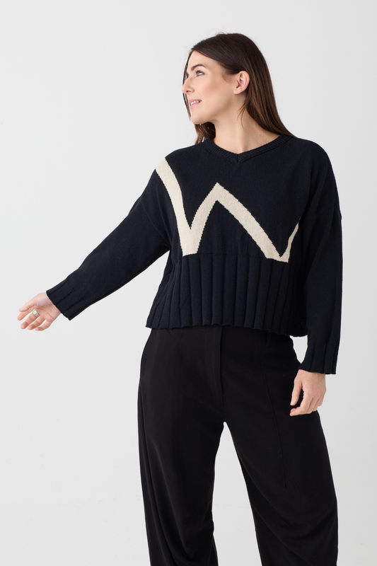 Lurdes Bergada Black Zig Zag Jumper 802