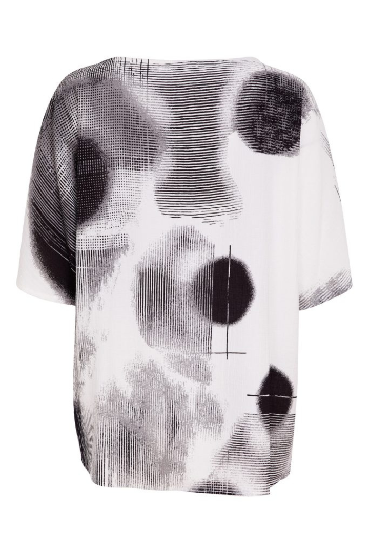 Naya White/Black Spot Print Top
