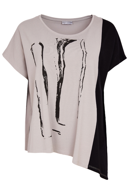 Naya Taupe/Black Placement Print Top