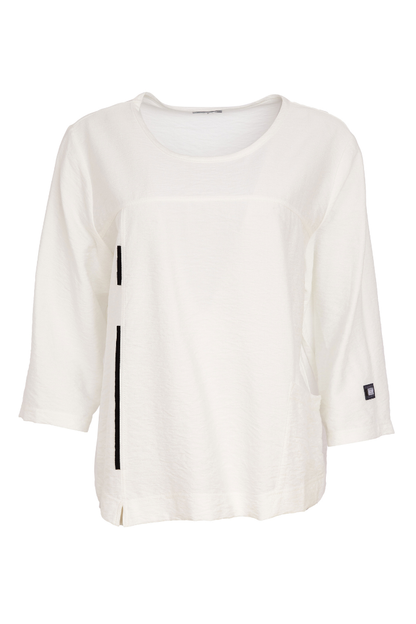 Naya White/Black Contrast Trim Top