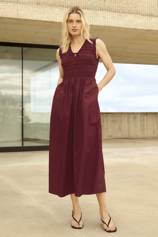 Part Two Borgnette Burnt Russet Dress