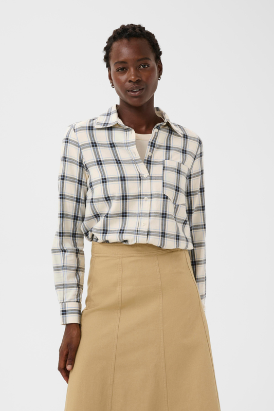 Part Two Yana Dark Navy Mole Check Shirt
