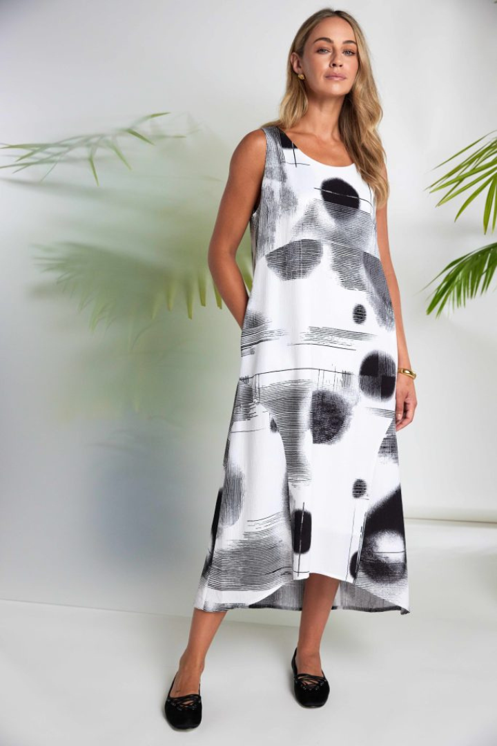 Naya White/Black Spot Print Dress