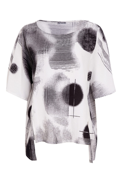 Naya White/Black Spot Print Top