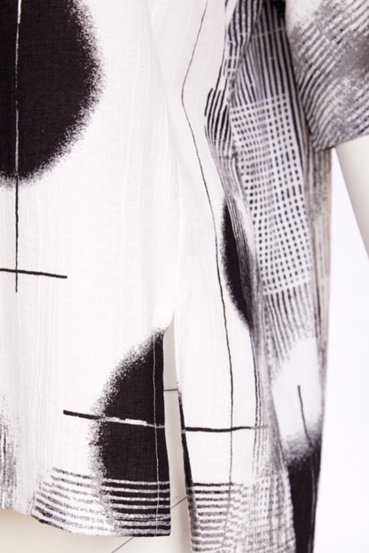 Naya White/Black Spot Print Top