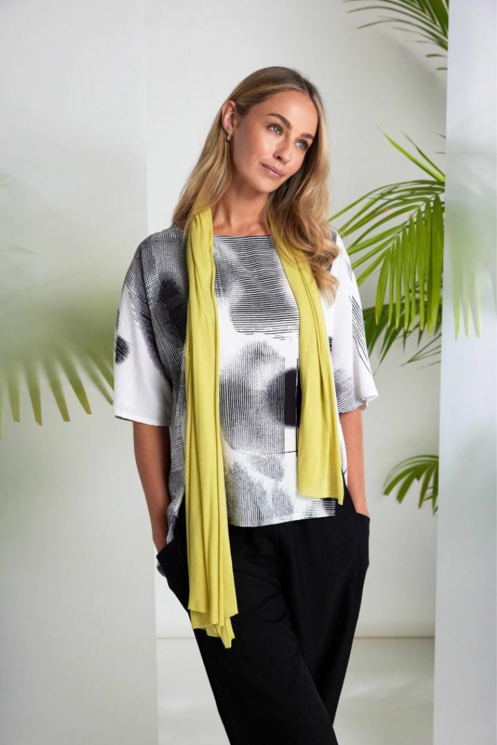 Naya White/Black Spot Print Top