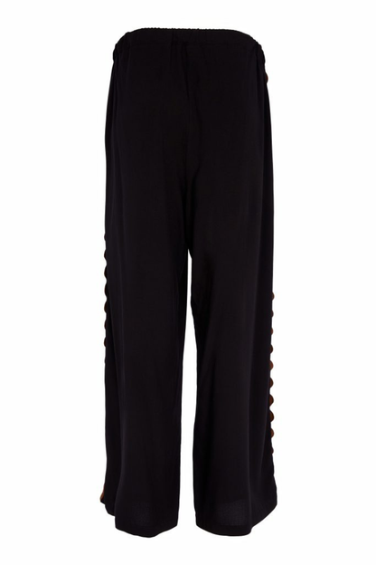 Naya Black/Choc Ribbon Trim Wide-Leg Trousers