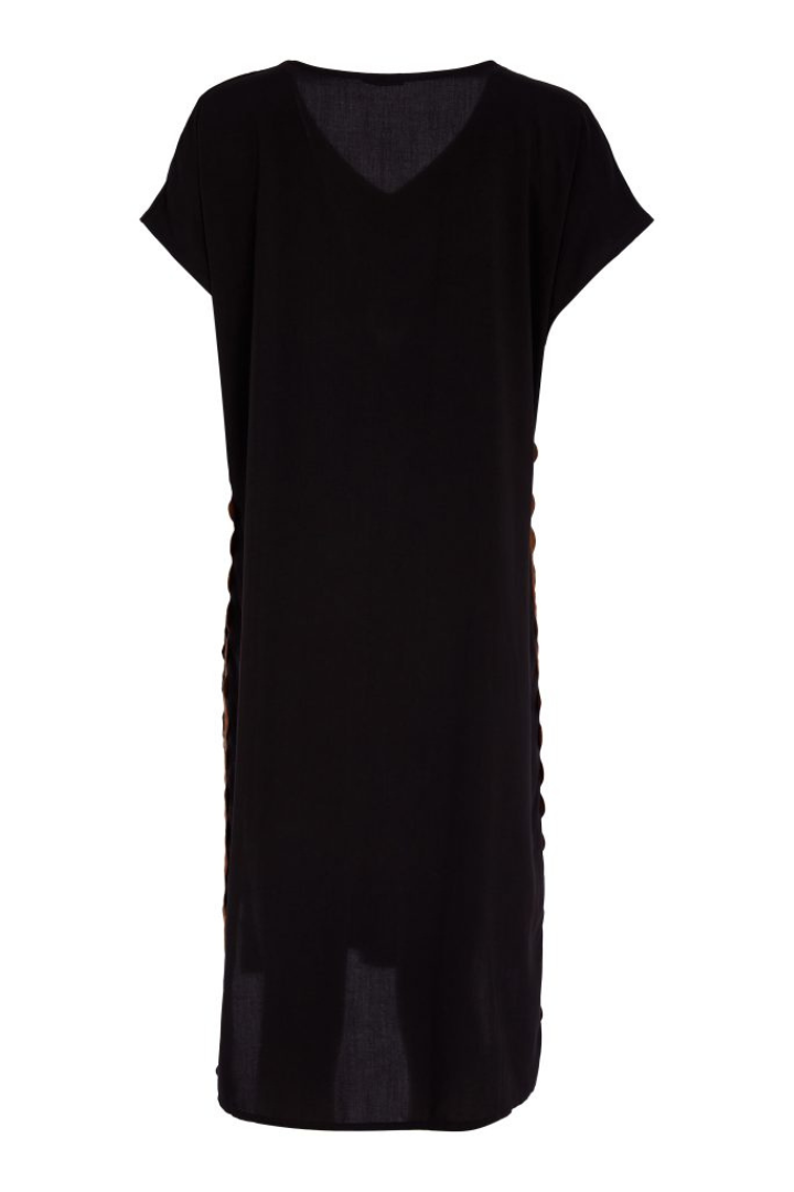 Naya Black/Choc Ribbon Trim Tunic Top
