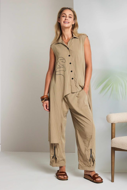 Naya Tan Zip Detail Trouser