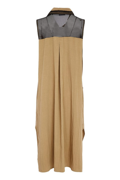 Naya Tan/Black Mesh Contrast Longline Waistcoat