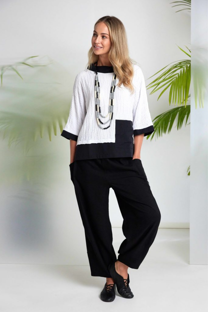 Naya Black Curved Seam Pull-Up Trouser