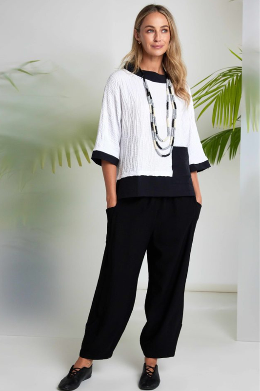 Naya Black Curved Seam Pull-Up Trouser