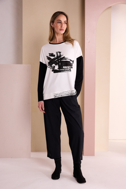 Naya Black Drawstring Tab Hem Trouser