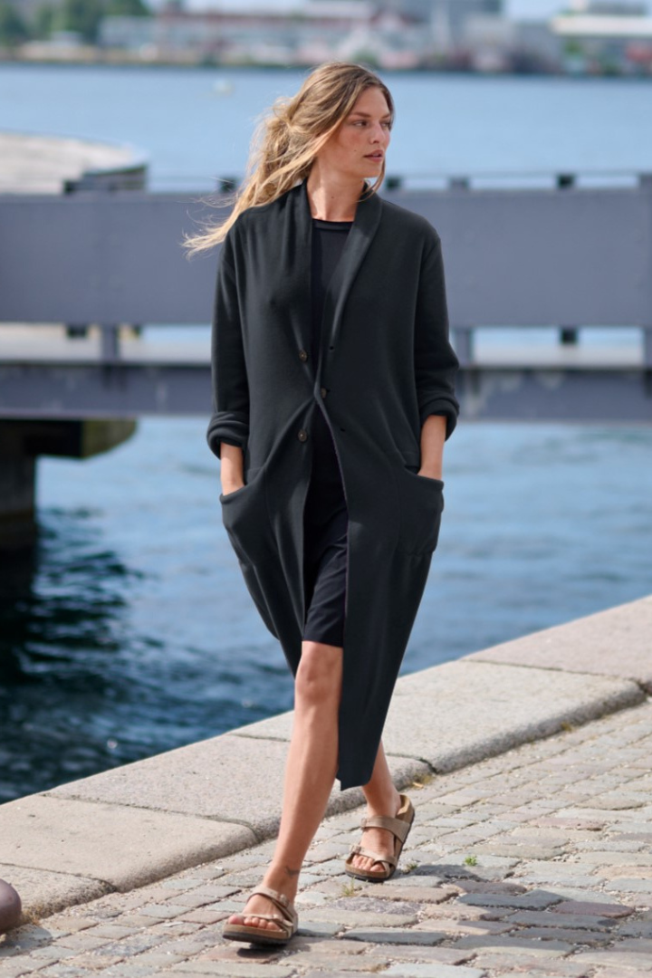 HS Soft Black Long Cardigan 7162