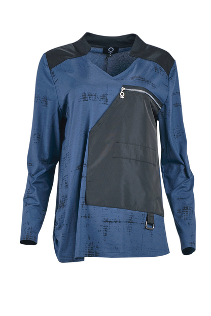 My Soul Blue/Black Print Zip Top 0219