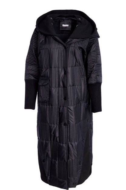 Naya Black Padded Hooded Coat w/Rib Collar
