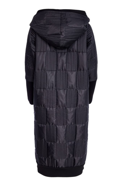 Naya Black Padded Hooded Coat w/Rib Collar