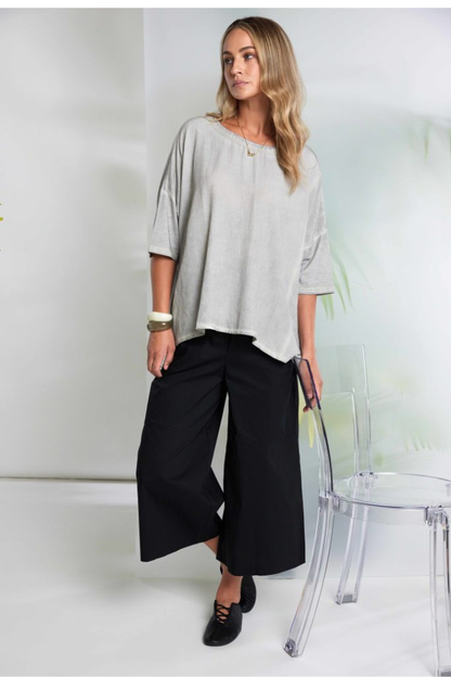 Naya Taupe/Lemon Stitching Raw Edge Top