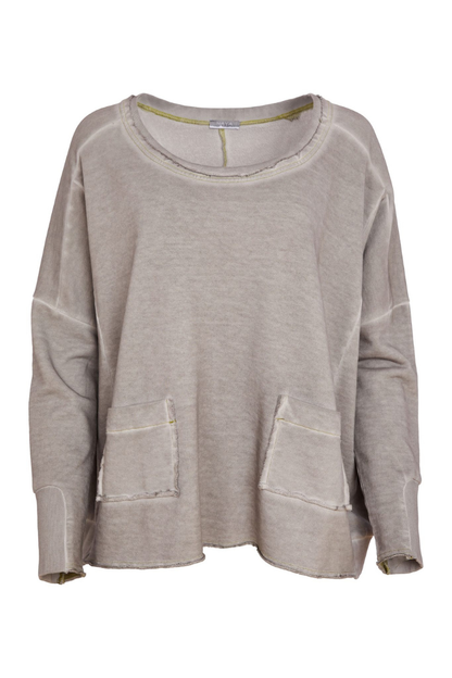 Naya Taupe/Lemon Raw Edge Pocket Sweatshirt