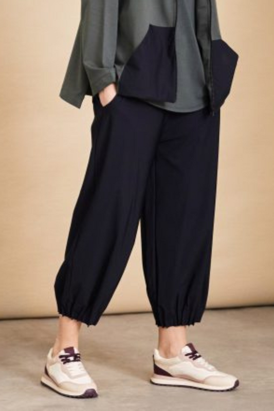 Naya Black Wide Leg Tuck Hem Trousers