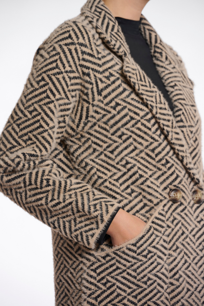 Rino & Pelle Madina Sand/Black Graphic Cardigan