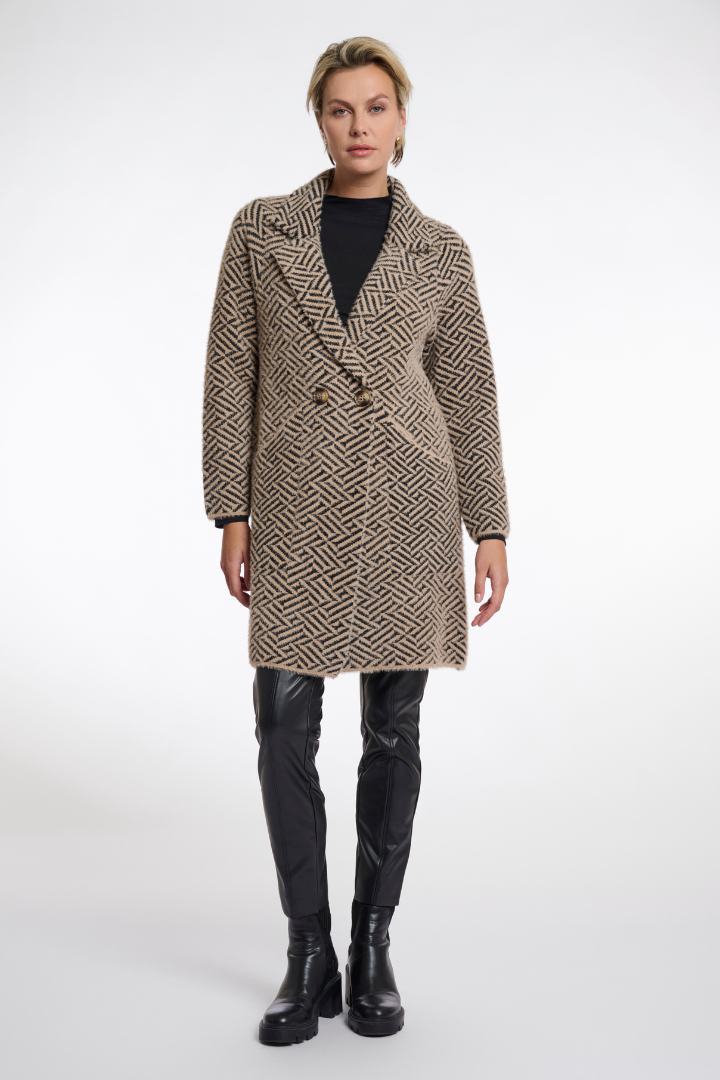 Rino & Pelle Madina Sand/Black Graphic Cardigan