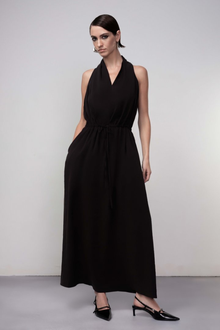 Haako Black Drawstring Waist Dress H1054